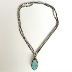 Genuine Turquoise and Silver 19" Necklace NWOT